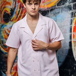 House of Koala Unisex Modern Cuban Collar Solid Oversized Casual Shirt-image-91