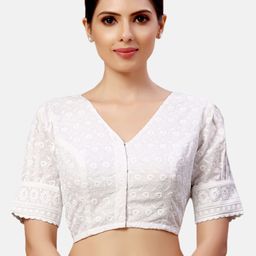 Studio Shringaar Pure Cotton Chikankari Saree Blouse-25