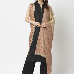 WEAVERS VILLA Women Beige & Maroon Woven Design Shawl-picture-23
