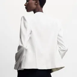 MANGO Shawl Collar Sustainable Open-Front Blazer image 3