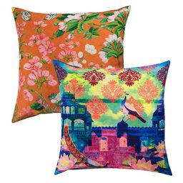 SEJ by Nisha Gupta Multicoloured 16" x 16" Set of 8 Square Cushion Covers image 5