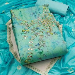 KALINI Floral Embellished Pure Cotton Unstitched Dress Material-image-45