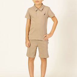 Nautica Boys Polo Collar Pure Cotton T-shirt with Shorts-image-69