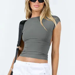 HERE&NOW Women Solid Boat Neck Nylon Top-picture-28