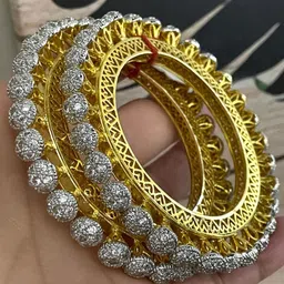YouBella Set Of 2 Gold-Plated & White Stone-Studded Bangles-1