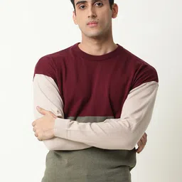RARE RABBIT Men Tanko Slim Fit Colourblocked Pullover Sweater-picture-53