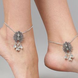 Binnis Wardrobe Silver-Plated Peacock Anklets-image-39