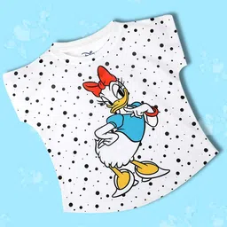 YK Disney Girls White Daisey Duck Printed T-Shirt-image-32
