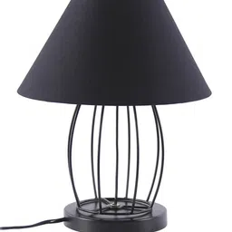 Devansh Black Solid Contemporary Dholak Table Lamp image 4