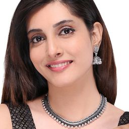 Yellow Chimes Oxidised Silver-Plated Kolhapuri Work Jewellery Set-51