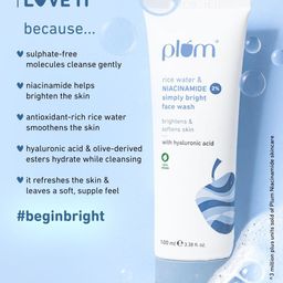 Plum Set of 2 Simply Bright 2% Niacinamide Face Wash With Rice Water-100ml each image 3