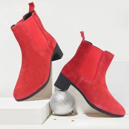 FAUSTO Women Block-Heeled Mid-Top Chelsea Boots-image-43