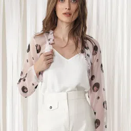 RAREISM Floral Printed Open Front Crop Shrug-11