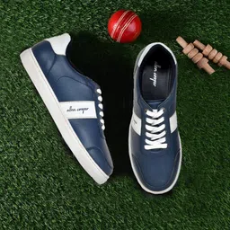 Allen Cooper Men Blue Colourblocked PU Sneakers-image-32