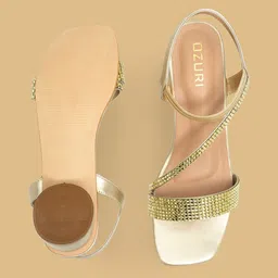 Ozuri Textured Open Toe Block Heels image 3