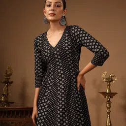 anayna Ethnic Motifs Printed A-Line Maxi Dress-image-96