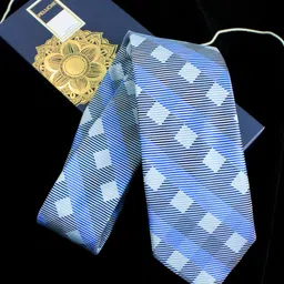 PELUCHE Men Blue & Black Checked Broad Formal Tie-picture-0
