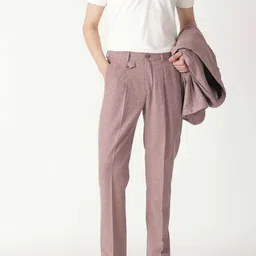 RARE RABBIT Men Dexs Mid Rise Plain Slim Fit Pleated Trouser-image-40