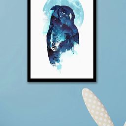 Art Street White & Blue Owl Painted Framed Wall Art-image-88