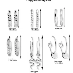 ToniQ Set of 6 Silver-Toned Circular Hoop Earrings image 5