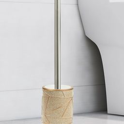 OBSESSIONS Gold-Toned & Beige Toilet Brush with Holder-image-11