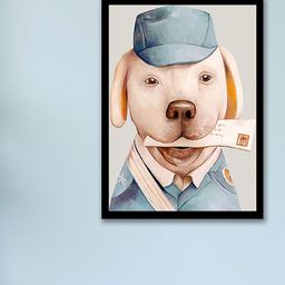 Art Street Blue & Beige Cute Postman Dog Painting Wall Art-90