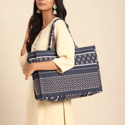 Anouk Ethnic Motifs Printed Oversized Structured Tote Bag image 5