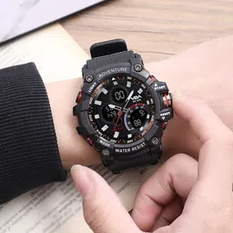 V2A Men Dial & Bracelet Style Straps Round Analogue Watch V2A-JF-1614-Black image 2
