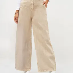 SASSAFRAS Women Flared High-Rise Pure Cotton Jeans-picture-55