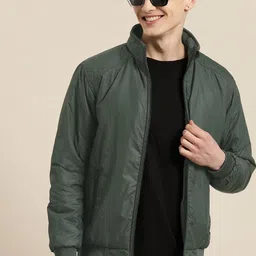 HERE&NOW Mock Collar Padded Bomber Jacket-image-42