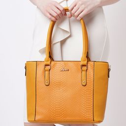 Lavie Horse Mustard Textured Tote Bag-27