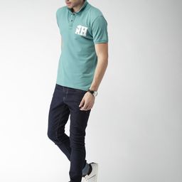 Mast  Harbour Men Teal Blue Polo Cotton Pure Cotton T-shirt-image-60