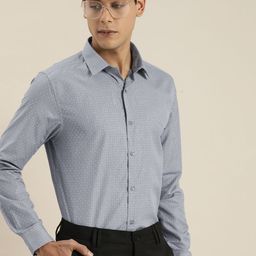INVICTUS Men Grey Slim Fit Estilo Collection Checked Formal Pure Cotton Shirt-image-30