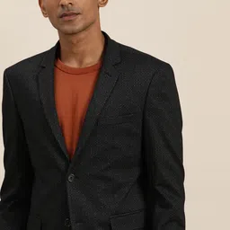 INVICTUS Men Black & White Printed Single-Breasted Slim Fit Smart Casual Blazer-image-19