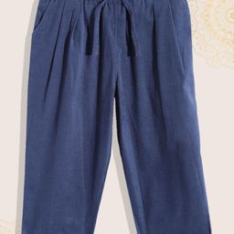 Biba Girls Navy Blue Solid Pure Cotton Trousers-image-29