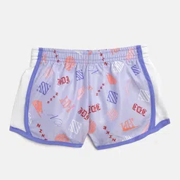 Nike Girls Purple & White Brand Logo Printed Icon Clash Tempo Sports Shorts-image-7