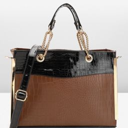 Mast & Harbour Colourblocked Structured Handheld Bag-16