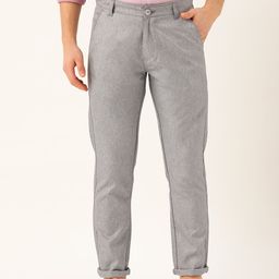 SOJANYA Men Grey & Black Smart Fit Self Design Regular Trousers-image-33