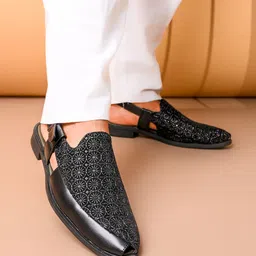 House of Pataudi Men Embroidered Shoe-Style Sandals-image-44