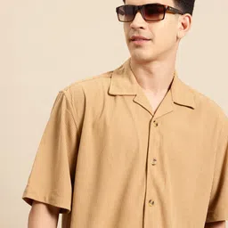 Mast & Harbour Men Classic Cuban Collar Oversized Corduroy Casual Shirt-image-81