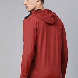 Alcis Men Rust Red & Black Printed Hooded Training Jacket image 4