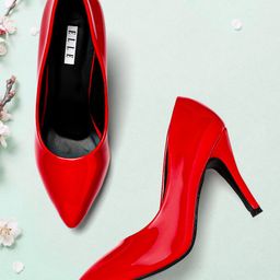 ELLE Red Solid Stiletto Pumps-26
