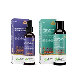 Avimee Herbal Set of Keshpallav Hair Oil & Hairtone PV1 Scalp Spray - 100ml each-46