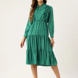 Rue Collection Tie-Up Neck Ruffled Fit & Flare Midi Dress-image-77