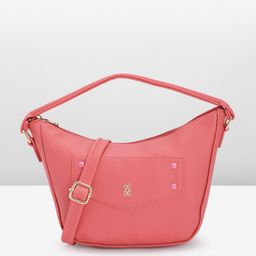 Baggit Solid PU Regular Structured Hobo Bag With Slight Embellished & Flap Applique Detail-4