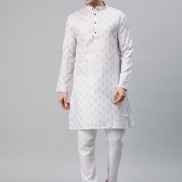 Luxrio Men Ethnic Motifs Printed Mandarin Collar Regular Kurta with Pyjamas-picture-44