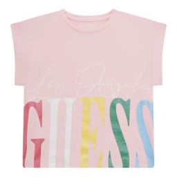 Guess Kids Cotton Candy Pink Printed Regular Fit T-Shirt-image-39