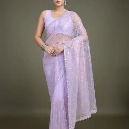 Monjolika Fashion Lavender Embellished Saree With Unstitched Blouse-picture-39