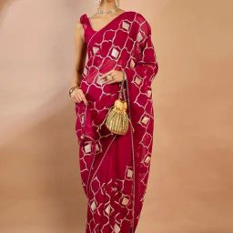 Saree Mall Pink Embellished Sarees With Unstitched Blouse-picture-13