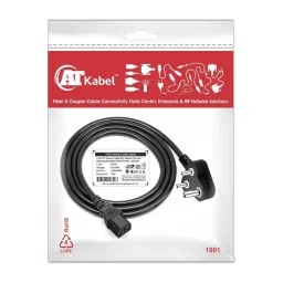 AT Kabel 2 m Power Cord Cable Female to Male with 3 Pin for PC, Laptop, Printer, SMPS, ‎AT-PC-11 (Pack Of 5 )-25